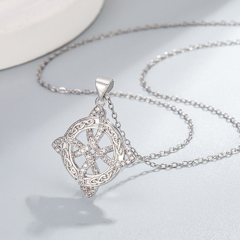 Dual-Color Diamond-Paved Hollow Necklace - S925 Silver Plated 18K Gold Light Luxury Niche Pendant European