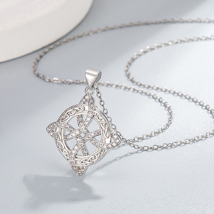 Dual-Color Diamond-Paved Hollow Necklace - S925 Silver Plated 18K Gold Light Luxury Niche Pendant European