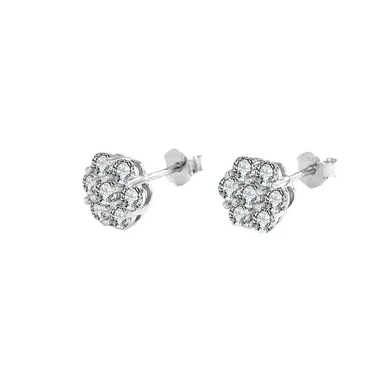 Classic Floral Moissanite Stud Earrings | D Color VVS1 | 18K Gold / Platinum Plated | Timeless Luxury