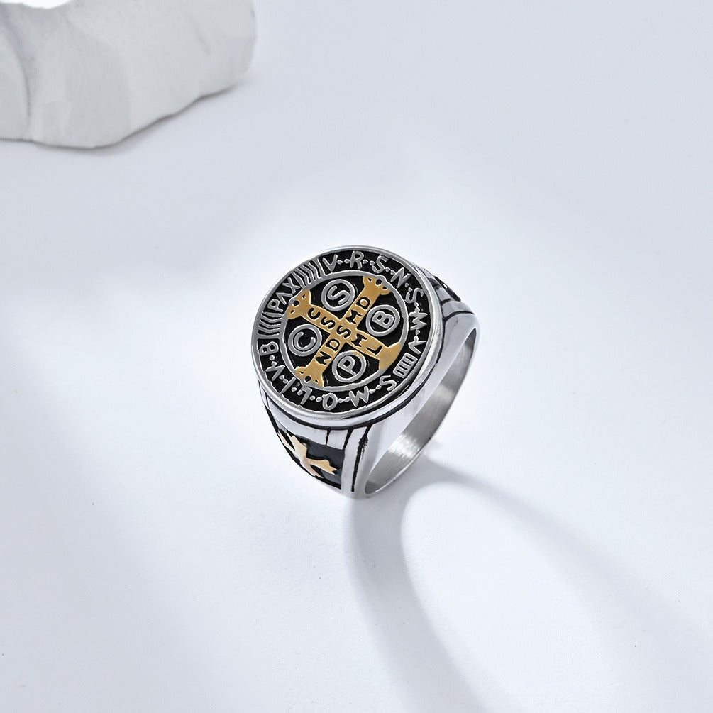 18K Gold/Silver Vintage Totem Light Luxury Niche Band