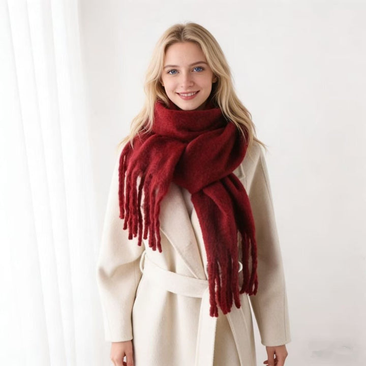 Multi-Color Fuzzy Fringe Winter Scarf - Light Luxury Warm Soft Wrap