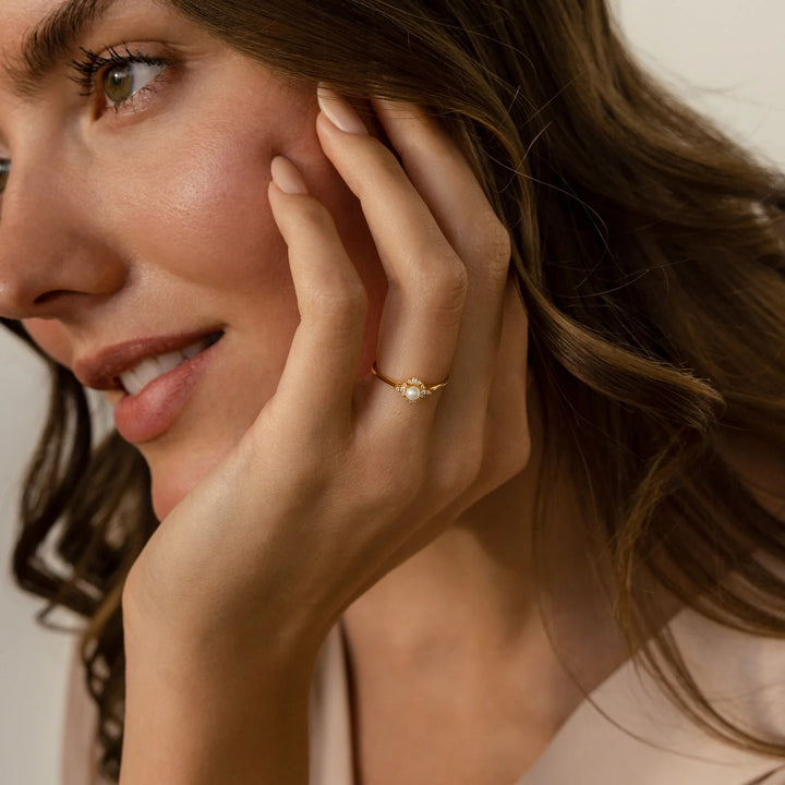 18K Gold / 18K White Gold Pearl Diamond Ring