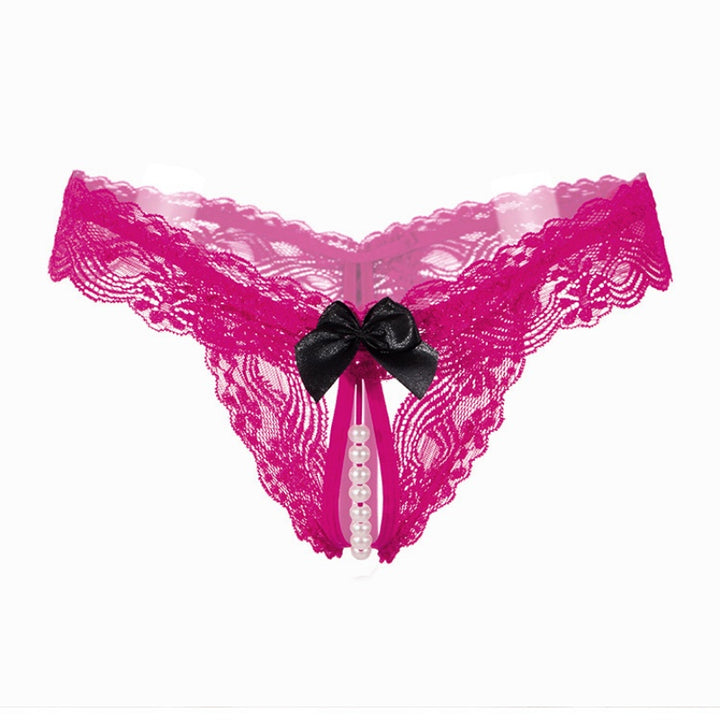 Sexy Pearl Bow Open Crotch Panty