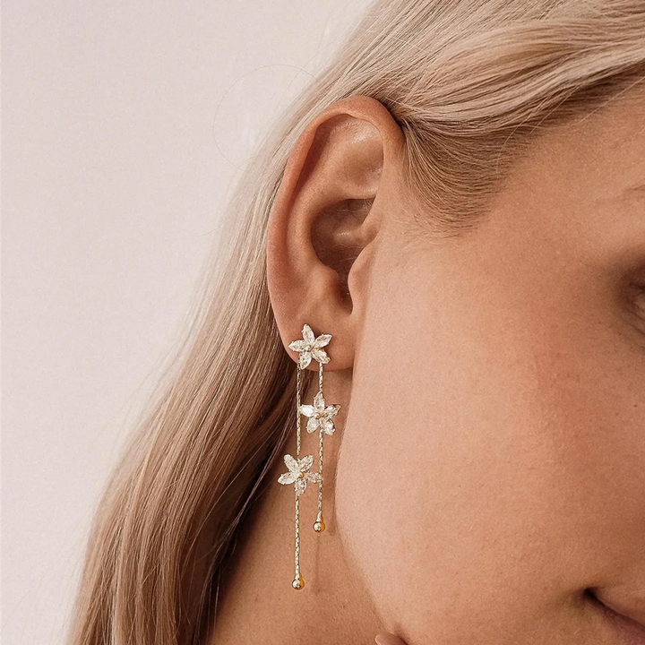 Flower Diamond Drop Earrings (2 PCS)