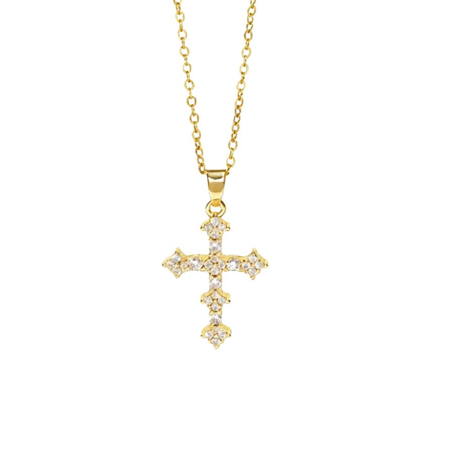 Full-Diamond Cross Necklace (Gold/Silver Version)