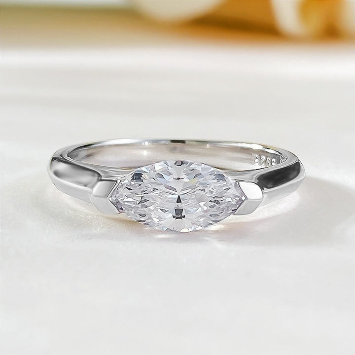 “Enduring Brilliance” Marquise-Cut Minimalist Ring | Gold / Platinum Tone