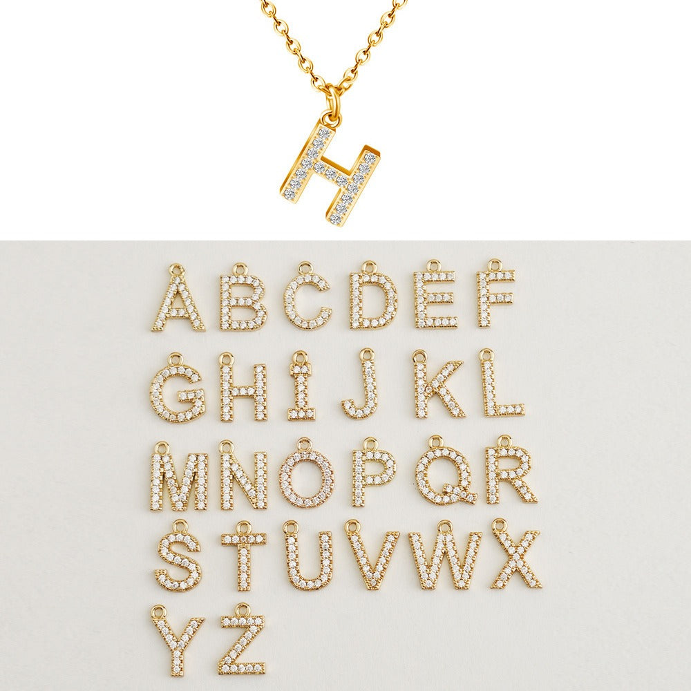 26 Letters Optional Diamond-Encrusted Necklace - Multi-Color Light Luxury Women's Personalized Initial Pendant Accessory