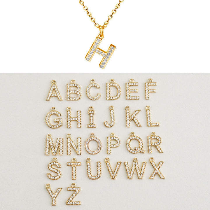 26 Letters Optional Diamond-Encrusted Necklace - Multi-Color Light Luxury Women's Personalized Initial Pendant Accessory