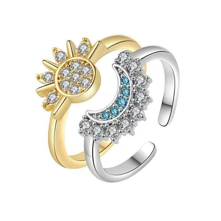 Sun and Moon Couple Rings - Gold/Silver Two-Color Unisex Romantic Starry Accessory