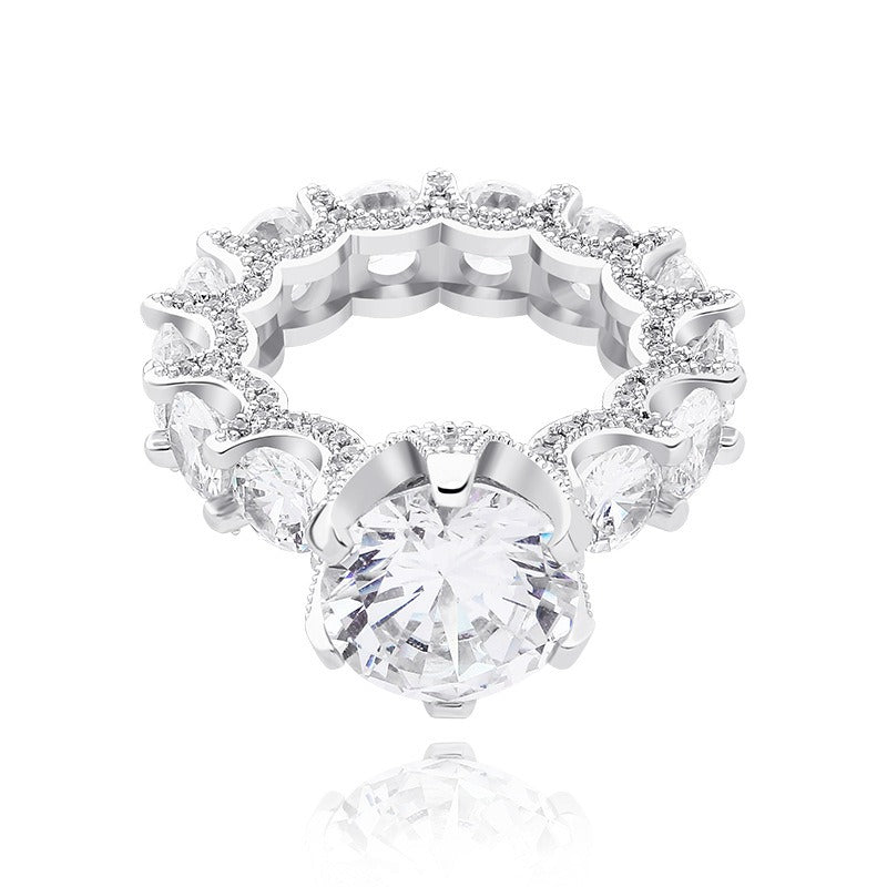 Full-Diamond S925 Silver Plated White Gold Sparkling Band