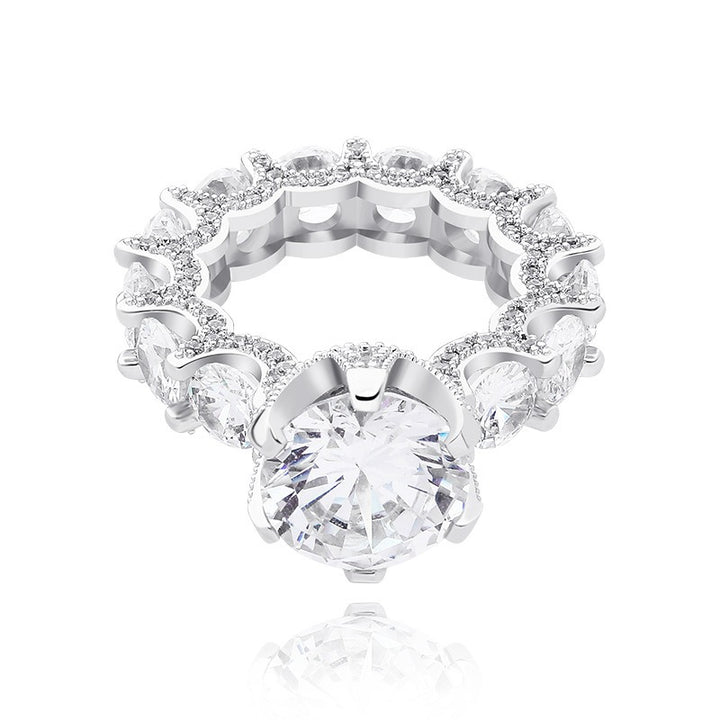 Full-Diamond S925 Silver Plated White Gold Sparkling Band