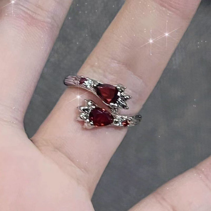 Gothic Dark Red & Black Open Ring - Multi-Style (Thorn/Butterfly/Star) Statement Band