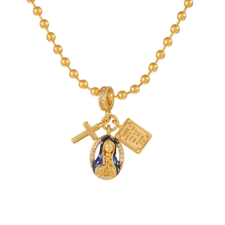18K Gold-Color Diamond Necklace & Bracelet Two-Piece Set