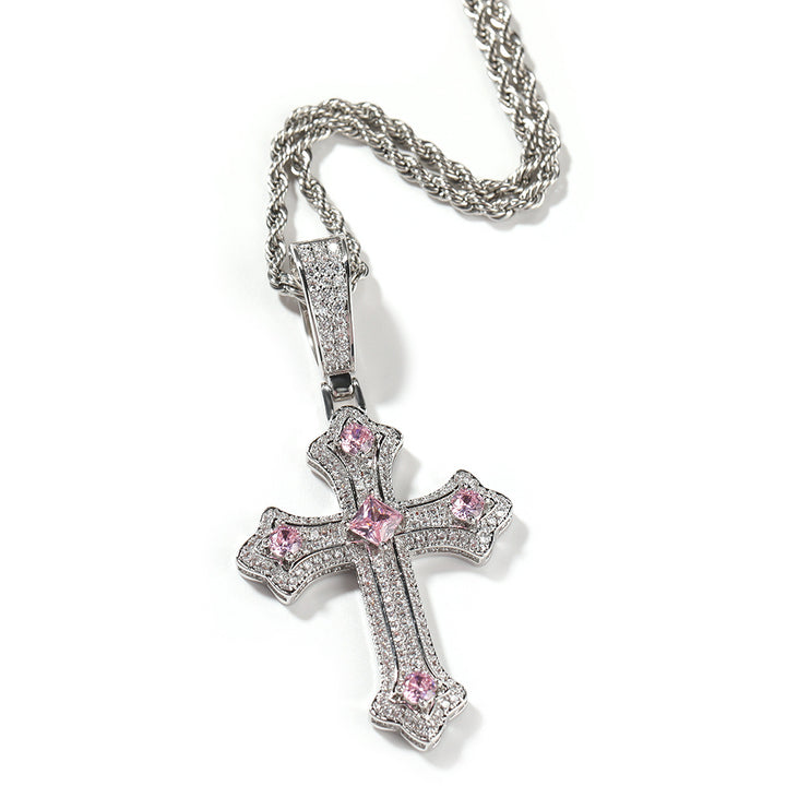 Multi-Color Gem Cross Necklace