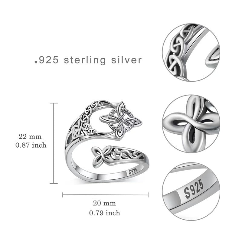 Witch's Knot S925 Silver Celtic Knot Protection Ring｜Hollowed Tangled Mystic Guardian