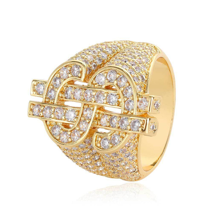 Dollar Sign Full Diamond Personality Ring (Gold/Silver Version)