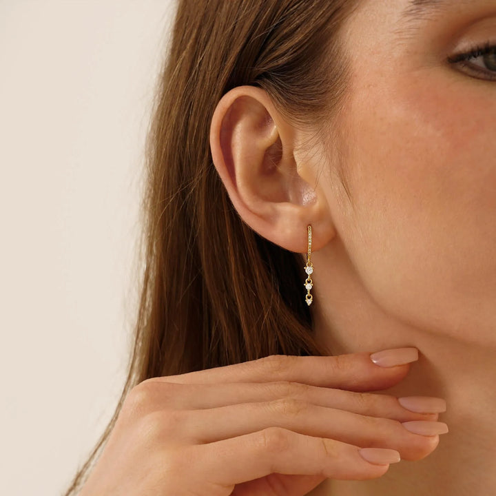 Sterling Silver Minimalist Long Diamond Drop Earrings (2 PCS)
