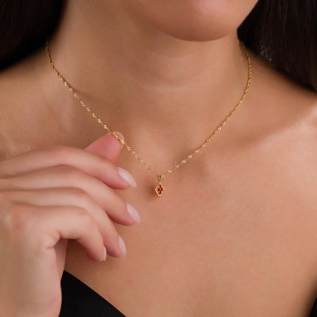 Vintage Birthstone Necklace in Twist Chain