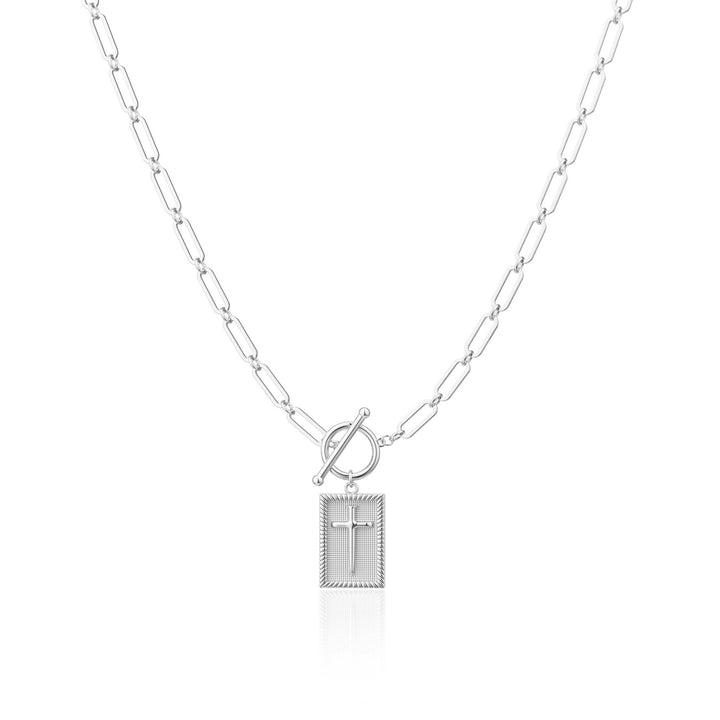 Vintage Cross Square Tag OT Clasp Necklace (Gold/Silver Version)