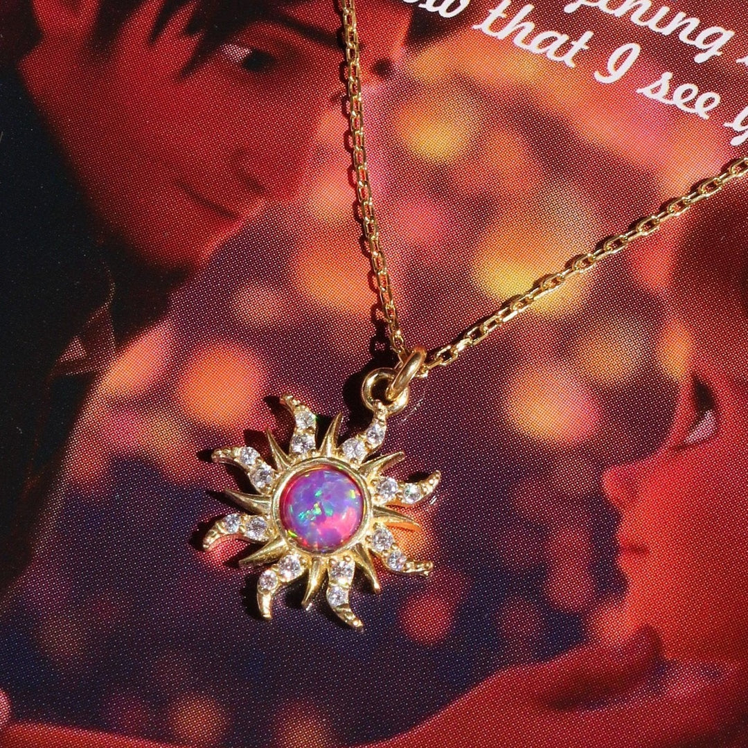 S925 Silver 18K Gold Dual-Color Moon & Sun God Diamond-Paved Necklace