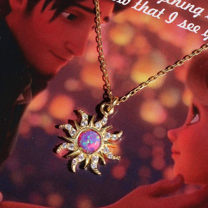 S925 Silver 18K Gold Dual-Color Moon & Sun God Diamond-Paved Necklace