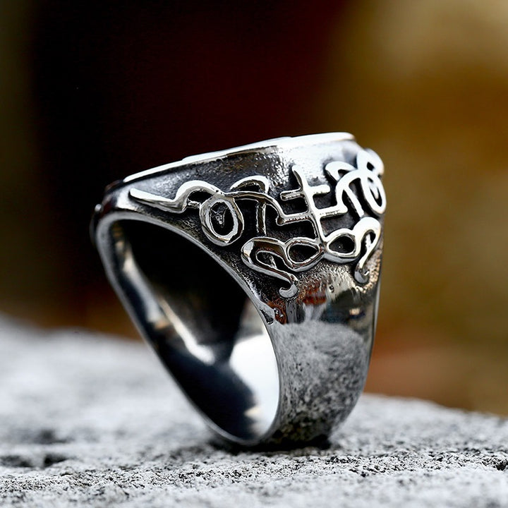 S925 Silver Antiqued Dark Satanic Star Vintage Ring
