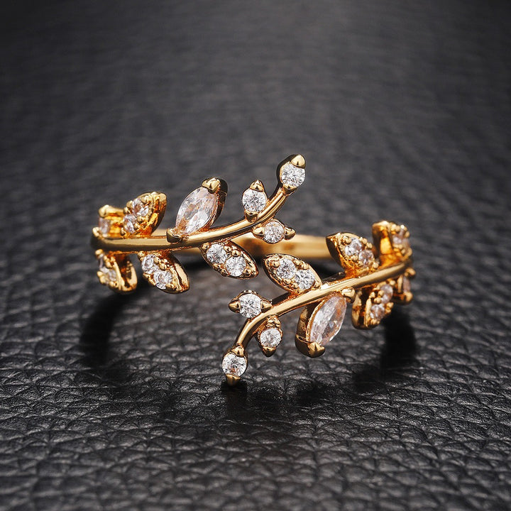 Vine Starburst 18K Gold Diamond Open Ring｜Natural Texture for Finger Elegance（Free shipping on orders of two or more items）