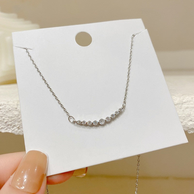 Arc Glow Delicate Necklace Gold/Silver Curved Diamond Paved Necklace（Free shipping on orders of two or more items）