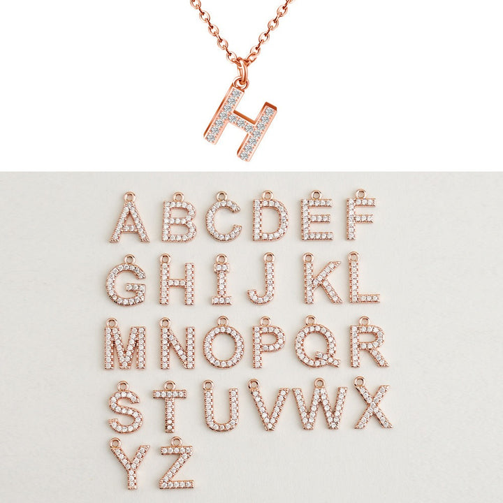 26 Letters Optional Diamond-Encrusted Necklace - Multi-Color Light Luxury Women's Personalized Initial Pendant Accessory