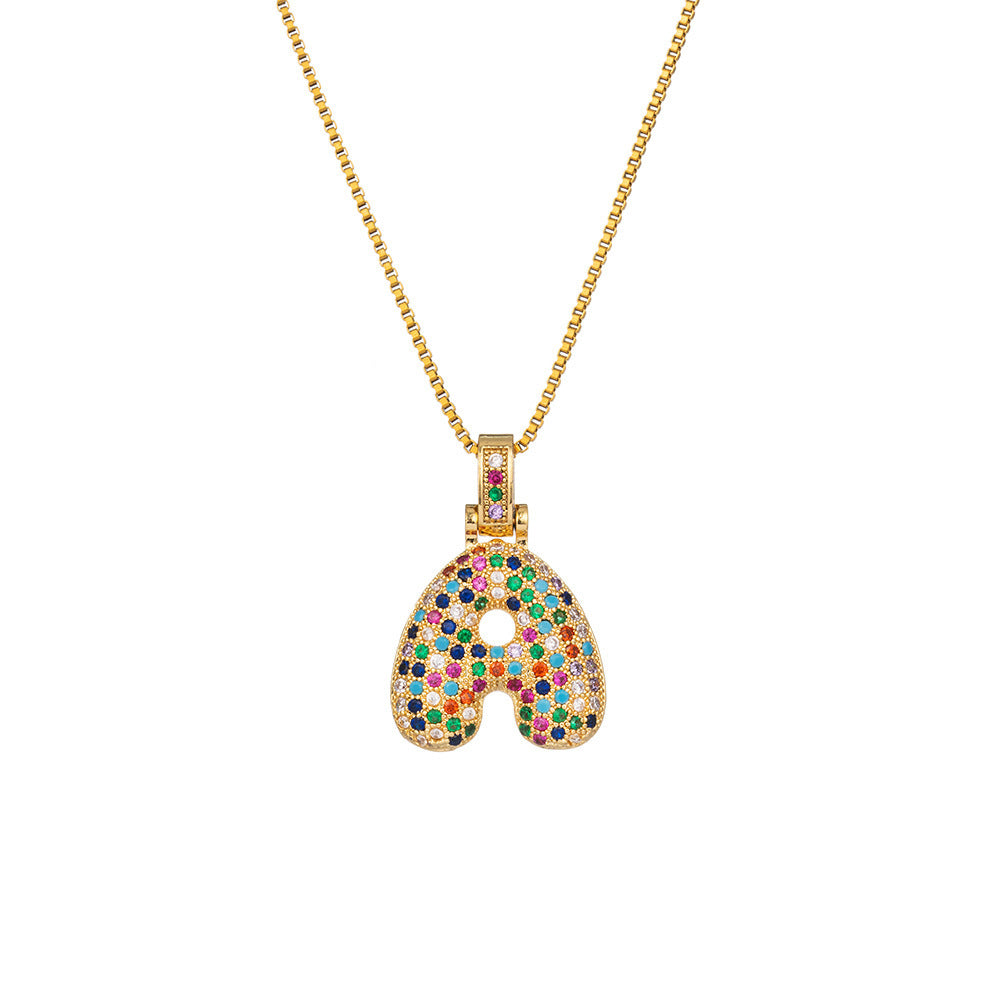 26 Letters Full-Diamond Colorful Necklace