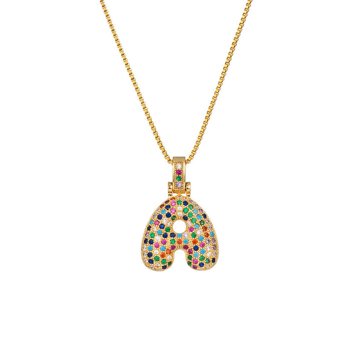 26 Letters Full-Diamond Colorful Necklace