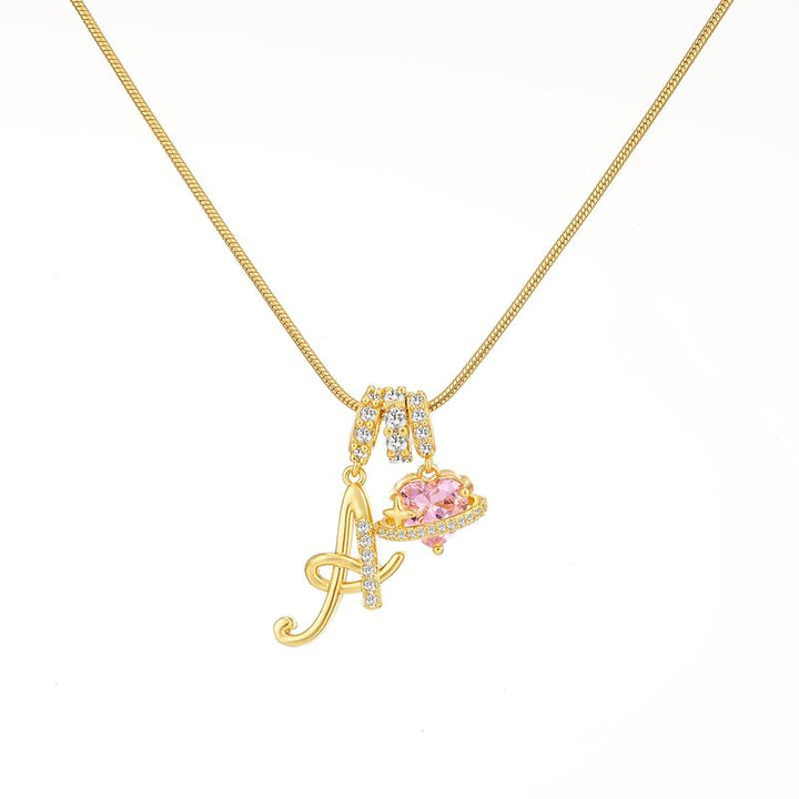 Letter Heart Diamond - Inlaid Combination Necklace (26 - Letter Version)