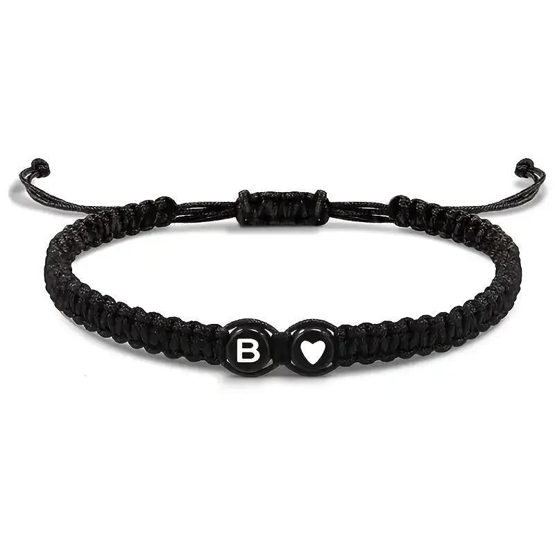 Personalized Initial & Heart Macrame Bracelet