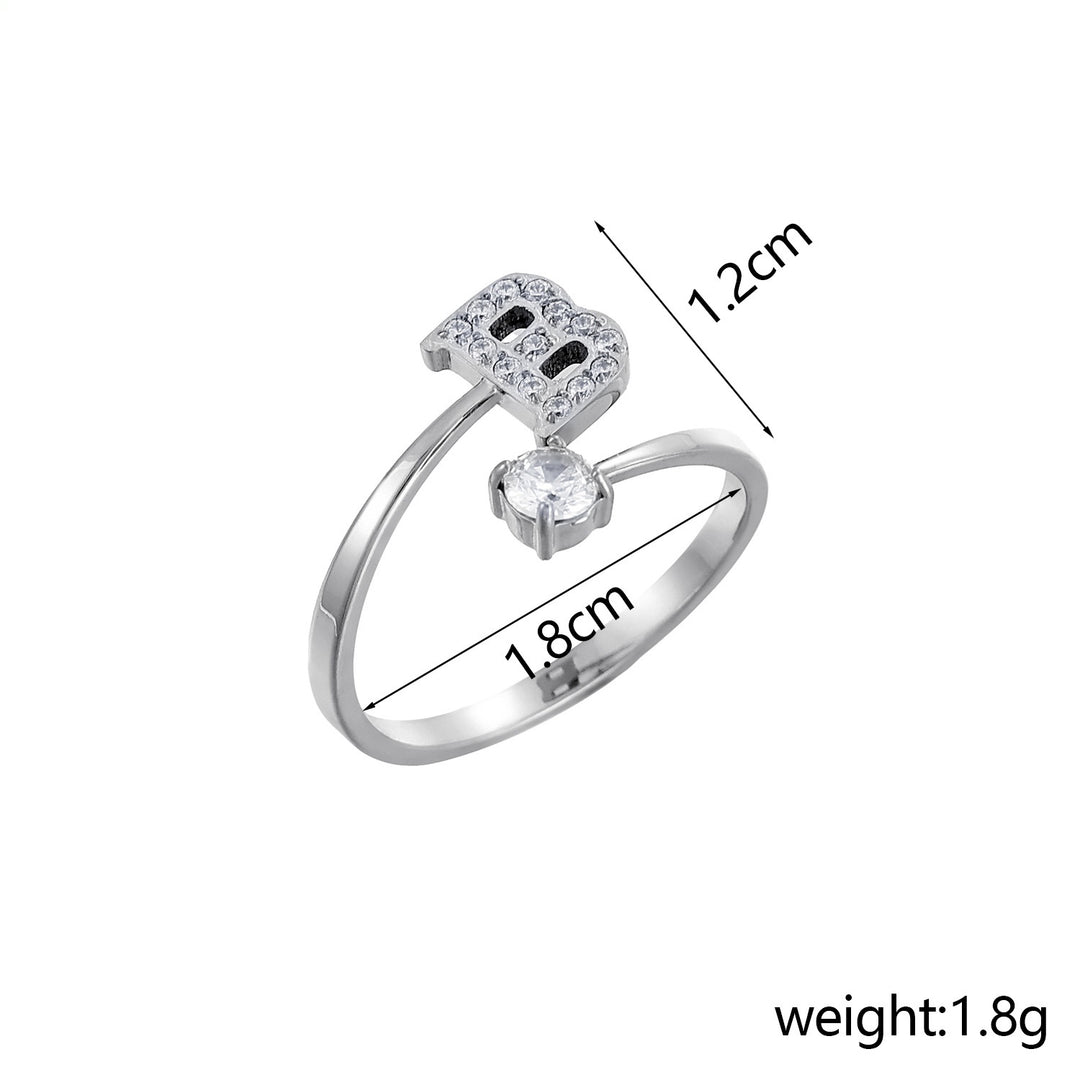 26-Letter Diamond-Inlaid Ring (Gold/Silver Version)
