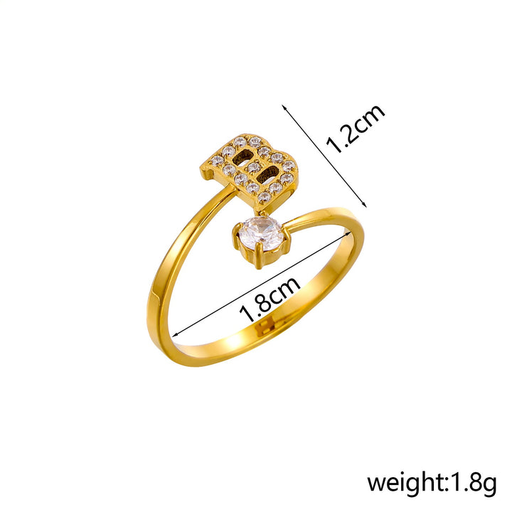 26-Letter Diamond-Inlaid Ring (Gold/Silver Version)