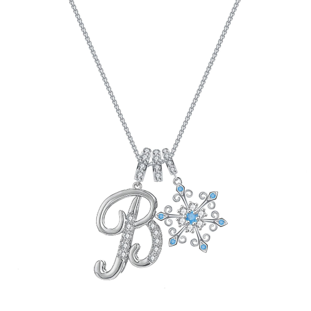 Diamond-Inlaid Light Luxury Girlish Pendant 26-Letter Snowflake Necklace