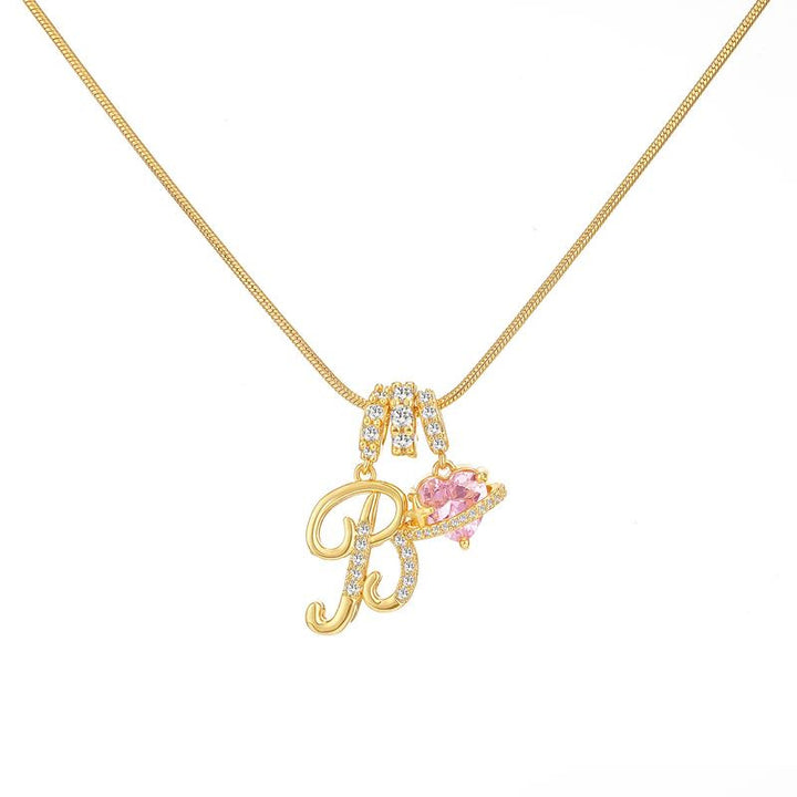 Letter Heart Diamond - Inlaid Combination Necklace (26 - Letter Version)