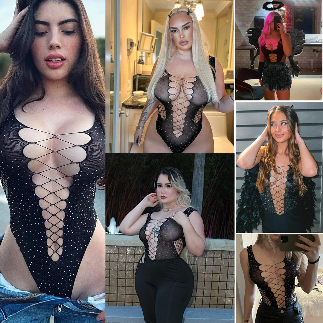 Midnight Lace-Up Bodysuit