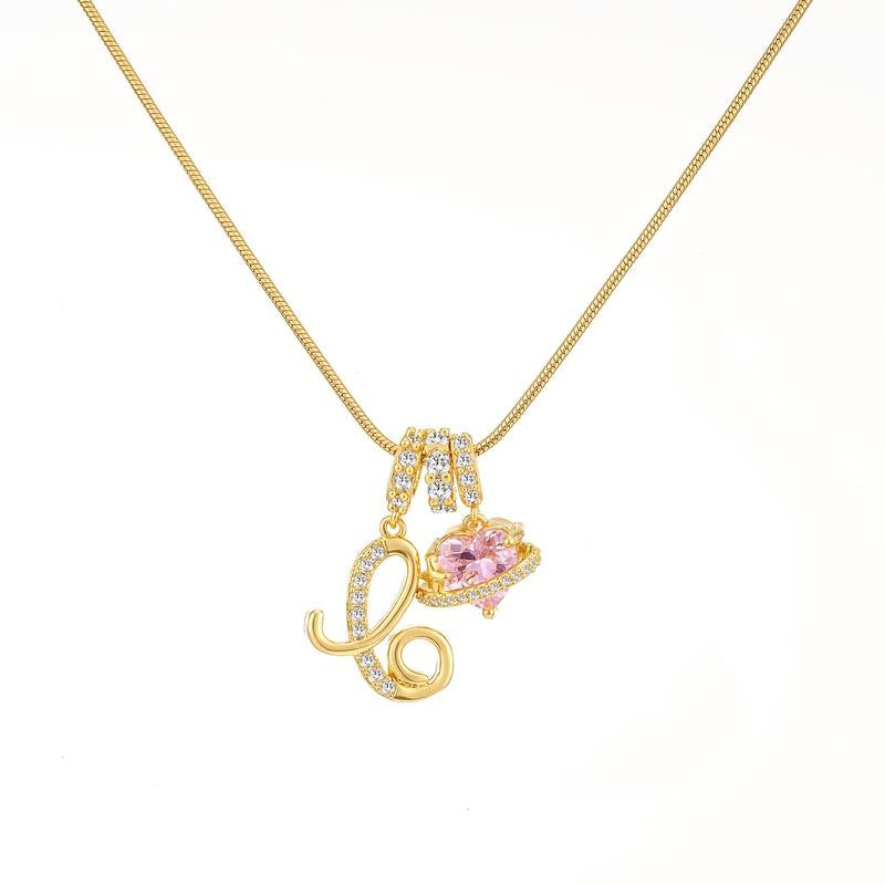 Letter Heart Diamond - Inlaid Combination Necklace (26 - Letter Version)