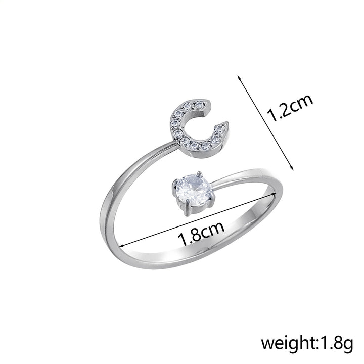 26-Letter Diamond-Inlaid Ring (Gold/Silver Version)