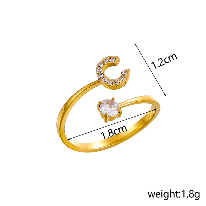 26-Letter Diamond-Inlaid Ring (Gold/Silver Version)