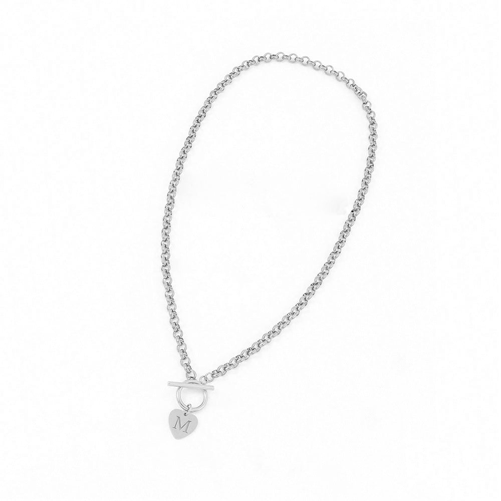 26 Letters Custom Heart OT Clasp Necklace