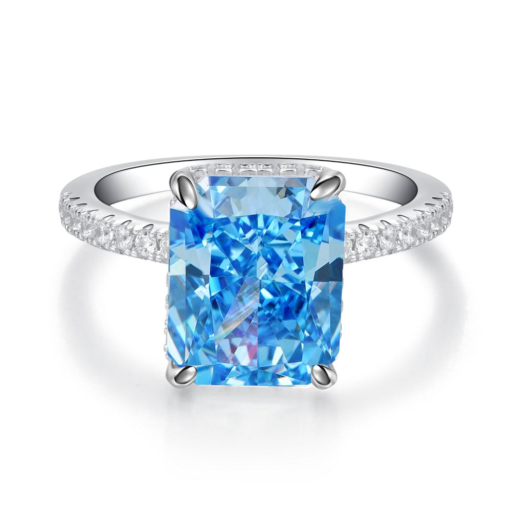 Colorful Square Diamond Ring A Luxurious Eye-Catcher