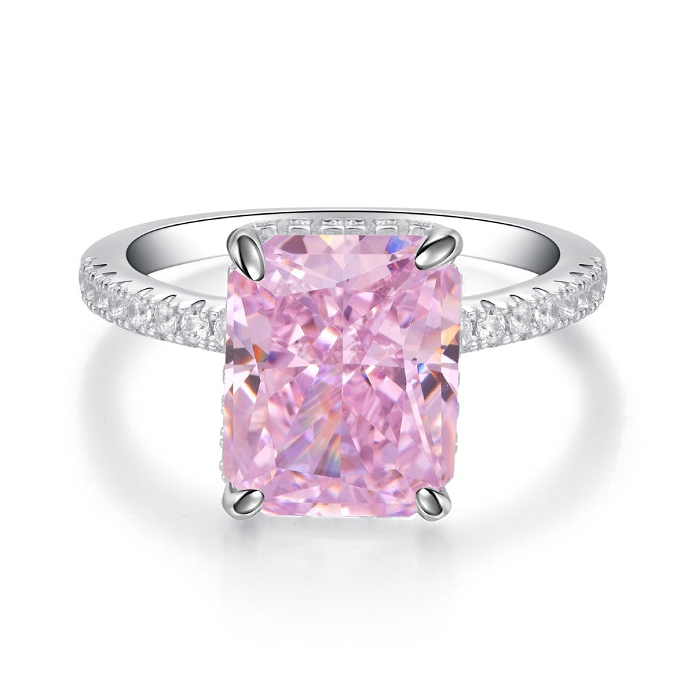 Colorful Square Diamond Ring A Luxurious Eye-Catcher