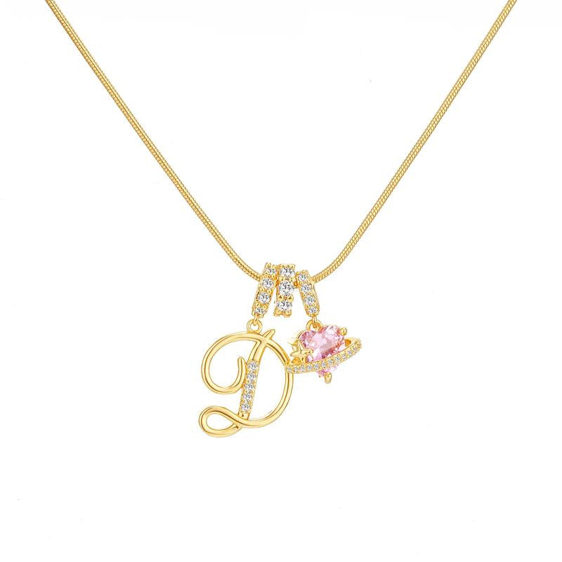 Letter Heart Diamond - Inlaid Combination Necklace (26 - Letter Version)