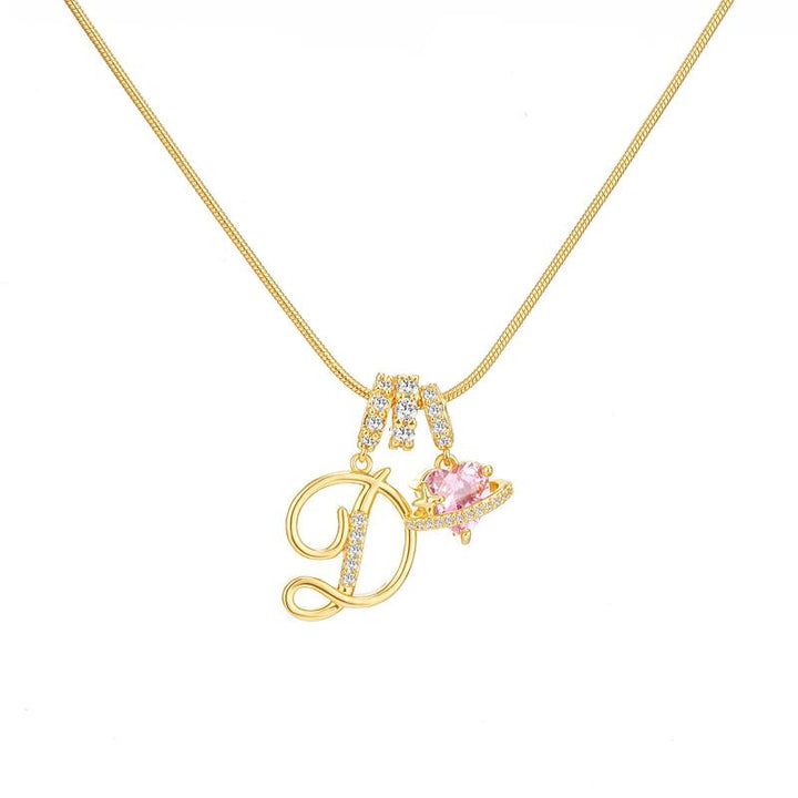 Letter Heart Diamond - Inlaid Combination Necklace (26 - Letter Version)