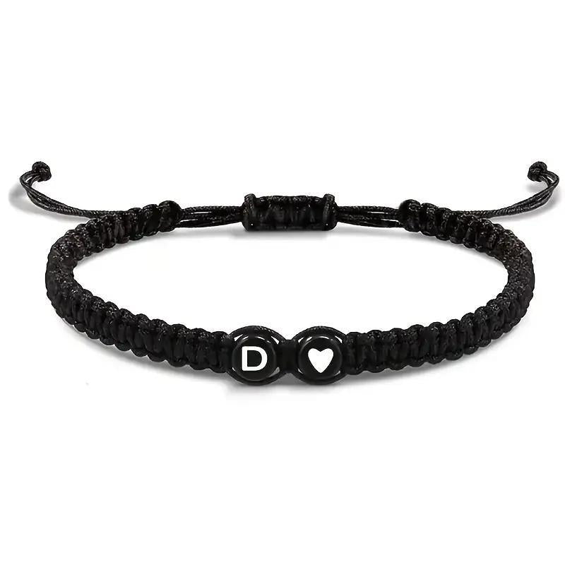 Personalized Initial & Heart Macrame Bracelet