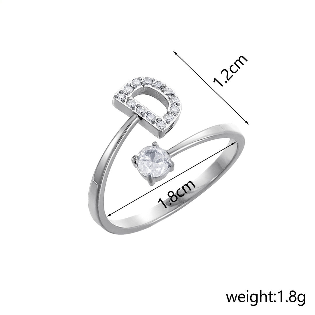 26-Letter Diamond-Inlaid Ring (Gold/Silver Version)