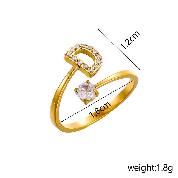 26-Letter Diamond-Inlaid Ring (Gold/Silver Version)