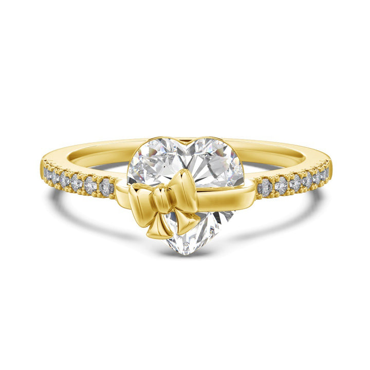 Bowknot Heart-Shaped Full-Diamond Ring
